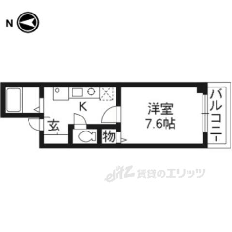 エフラス京都御所西(1K/3階)の間取り写真