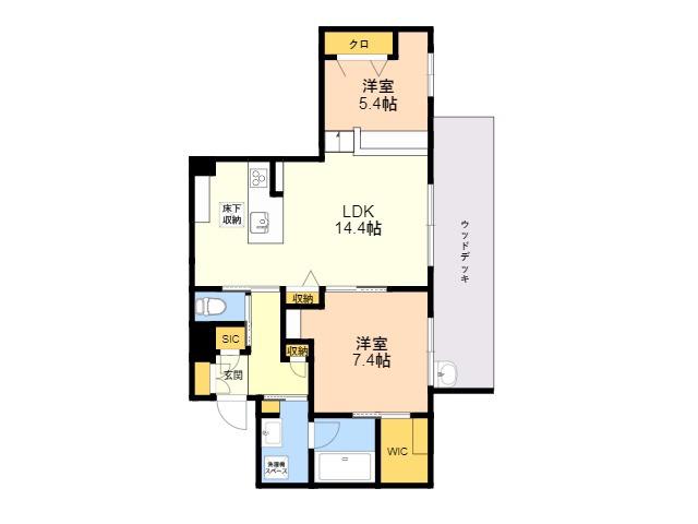 GRAND BLEU DE SASAOKA(2LDK/1階)の間取り写真