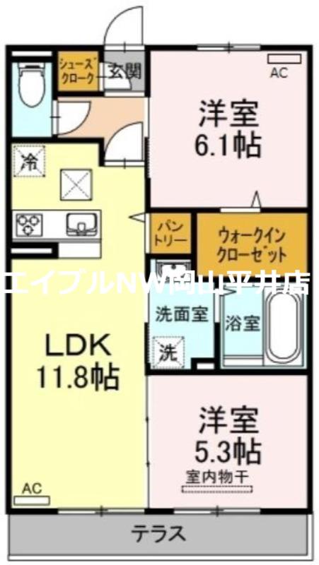 メゾンドソレイユ(2LDK/1階)の間取り写真