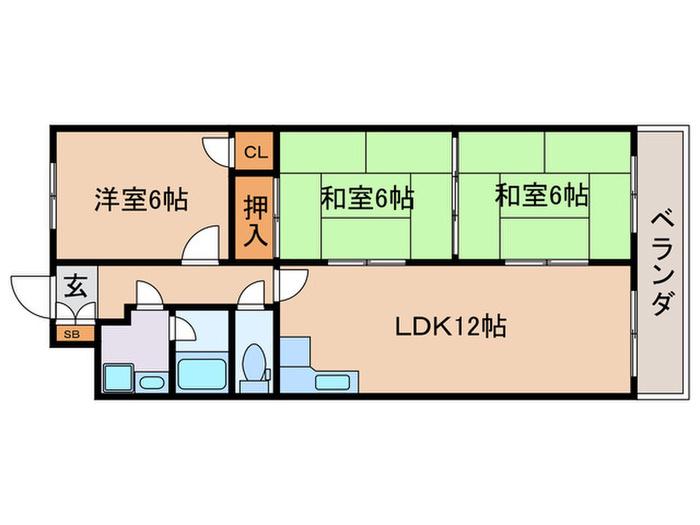 エクセレンスII(3LDK/2階)の間取り写真