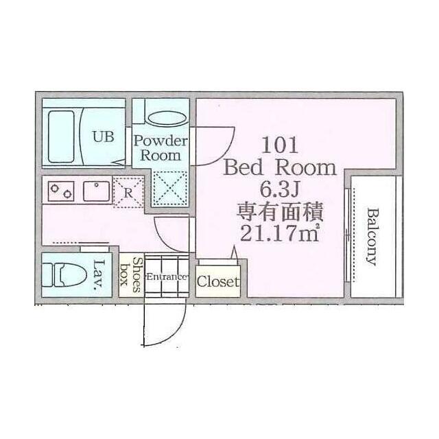 エクレール中央林間II(1K/1階)の間取り写真