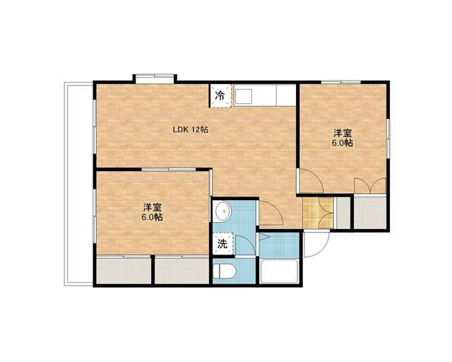 蘭ビル(2LDK/3階)の間取り写真