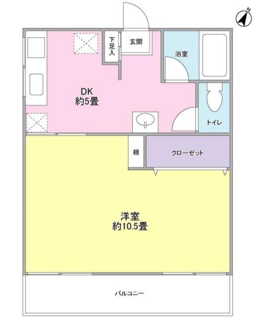 メルヴェーユ 東が丘(1LDK/2階)の間取り写真