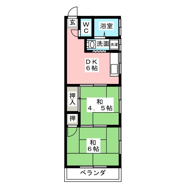 西第二コーポ(2DK/2階)の間取り写真