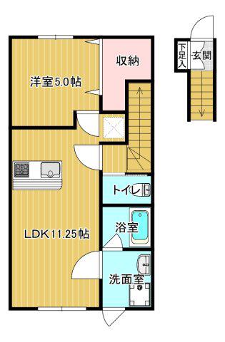 ASTORIA A(1LDK/2階)の間取り写真