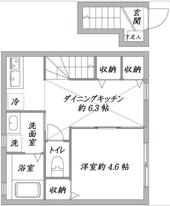 ビーマーク(1DK/2階)の間取り写真
