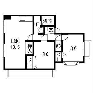 ソシア錦(2LDK/3階)の間取り写真