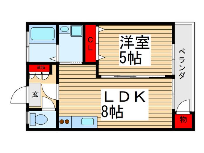 清水マンション(1LDK/2階)の間取り写真