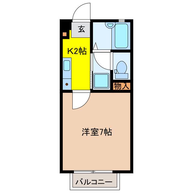 ニューひさごハイツA棟(1K/2階)の間取り写真