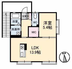 エクラージュ S(1LDK/2階)の間取り写真