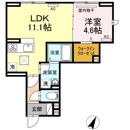 CHOU CHOU(1LDK/1階)の間取り写真
