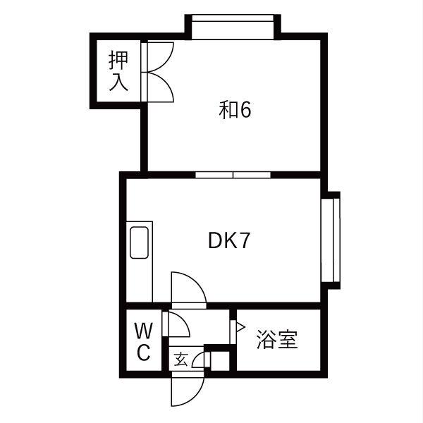 フロスティ発寒A(1DK/2階)の間取り写真