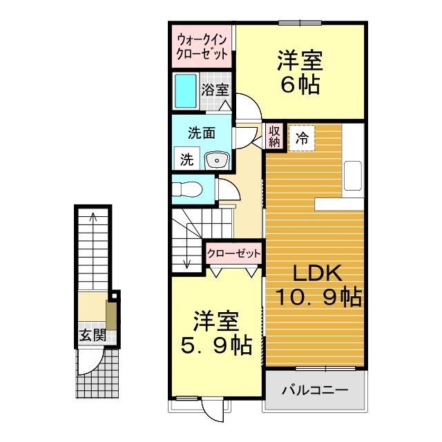 シティフローラル II(2LDK/2階)の間取り写真