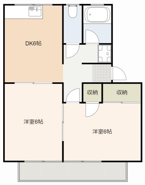 コーポ神谷II(2DK/2階)の間取り写真