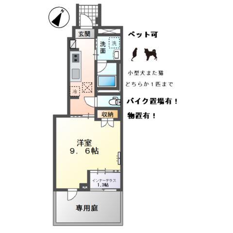 SUKABANA(1K/1階)の間取り写真