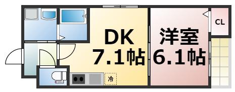 フジパレス深江橋V番館(1DK/3階)の間取り写真