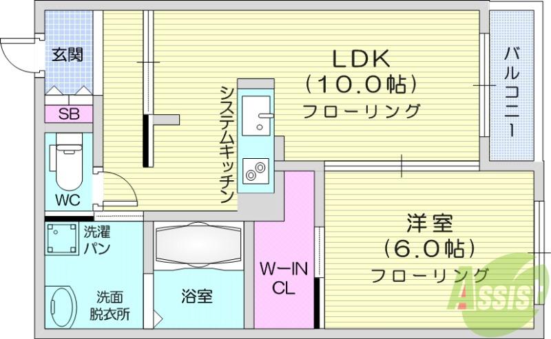 セレブリゾート旭ヶ丘(1LDK/1階)の間取り写真