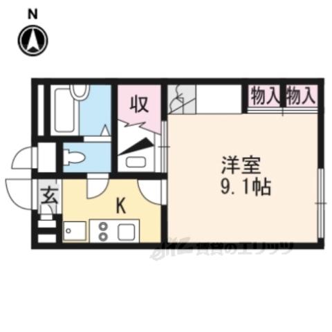 レオパレス大和郡山(1K/2階)の間取り写真