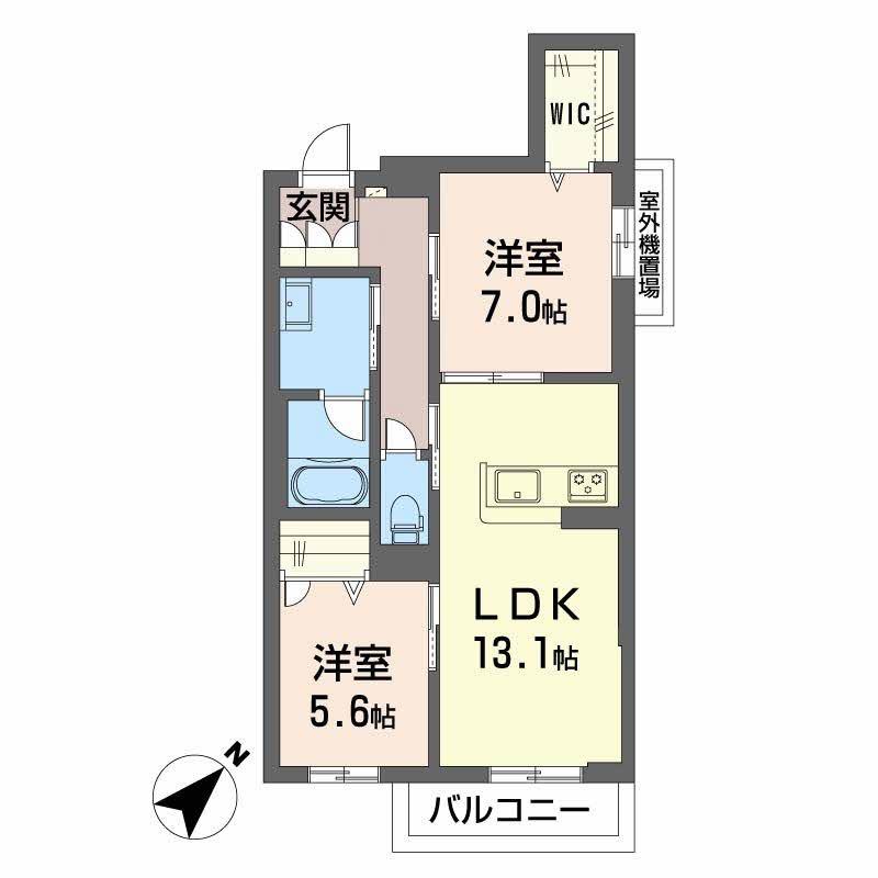 ラ シャンブル クレール(2LDK/2階)の間取り写真