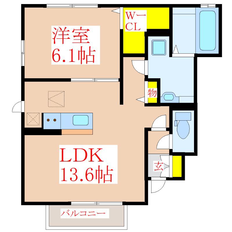 フルラージュ(1LDK/1階)の間取り写真