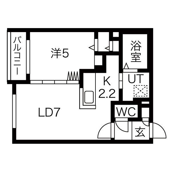 ESTOR琴似(1LDK/4階)の間取り写真
