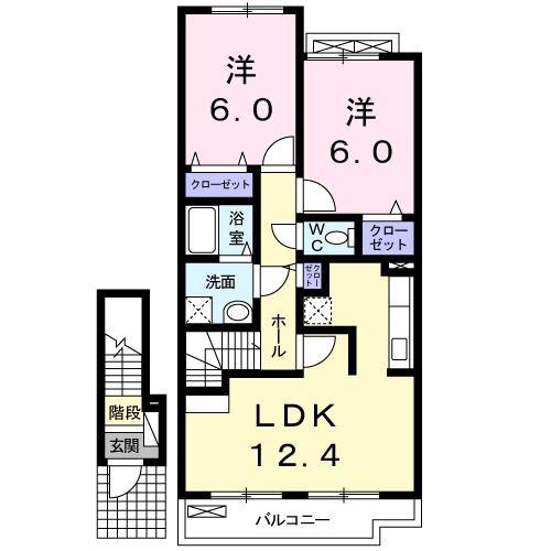 MEI AVENUE(2LDK/2階)の間取り写真
