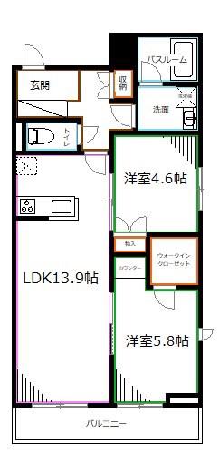 アーバン杉並本天沼(2LDK/2階)の間取り写真