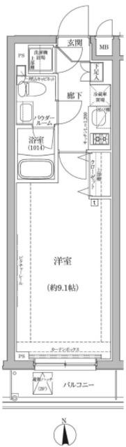 パティーナ蒲田DUO(1K/2階)の間取り写真