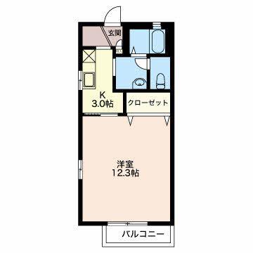 フローリッシュ A棟(1K/2階)の間取り写真