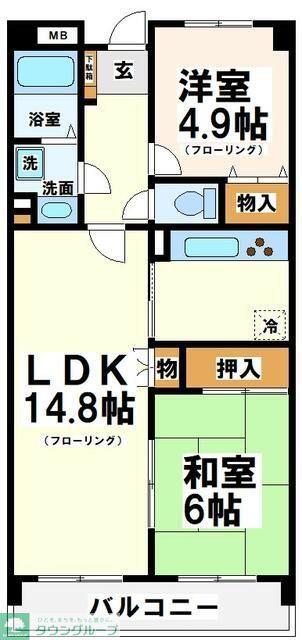 サンファミリー烏山(2LDK/1階)の間取り写真