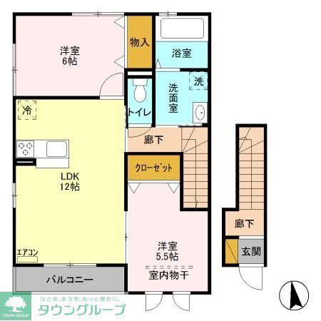 アルカンシェル A(2LDK/2階)の間取り写真