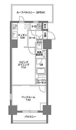 KDX岩本町レジデンス(1LDK/7階)の間取り写真