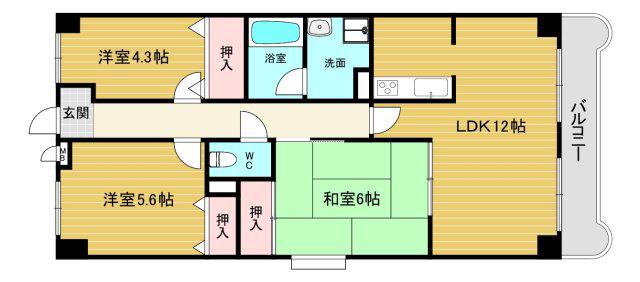 ドミールタワー幸大(3LDK/7階)の間取り写真