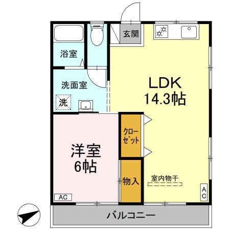 ハイツ・タイチ II棟(1LDK/2階)の間取り写真