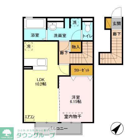 サニーフラット(1LDK/2階)の間取り写真
