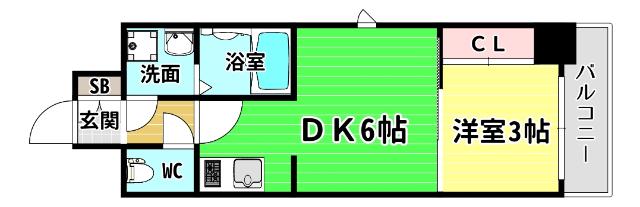 レジュールアッシュ アーバンリッシュ(1DK/8階)の間取り写真