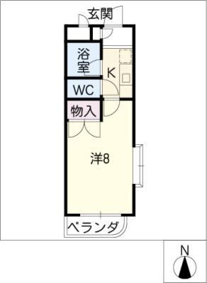 HKマンション野並(1K/4階)の間取り写真