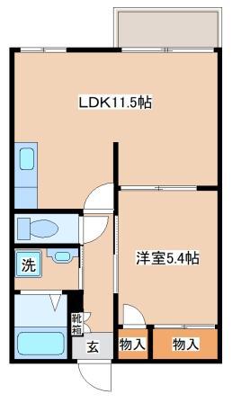 タウニイ塩屋(1LDK/2階)の間取り写真