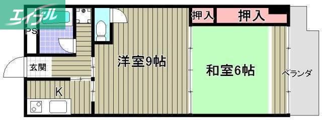 橋本ビル(2K/5階)の間取り写真