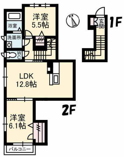 ヴィラージュ・エスト(2LDK/2階)の間取り写真