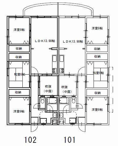 和田パークマンション(3LDK/1階)の間取り写真