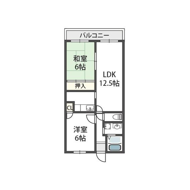 ウイングヒルズ羽曳野(2LDK/3階)の間取り写真