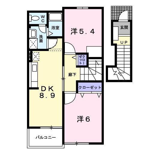クァイエットスクェアT・M(2DK/2階)の間取り写真