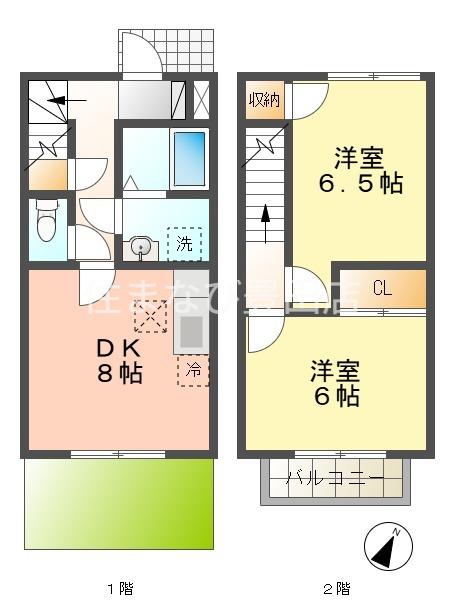 ディアスボナールA(2LDK/1階)の間取り写真