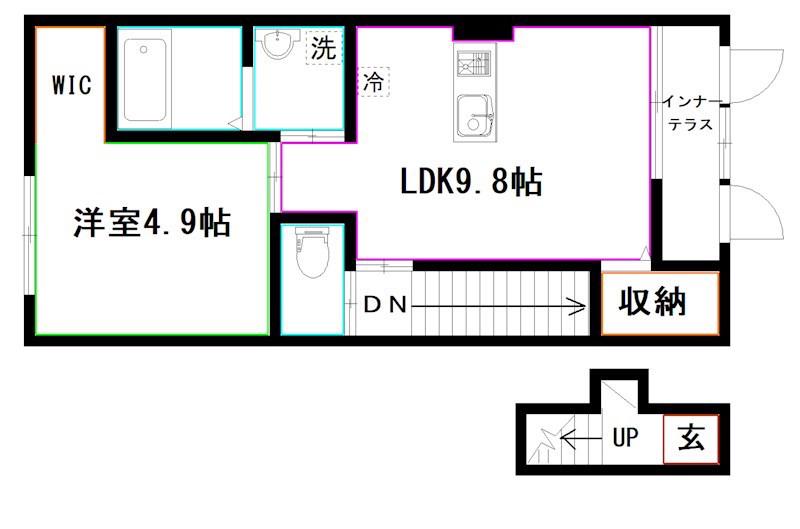 JOYOUS松庵(1LDK/2階)の間取り写真