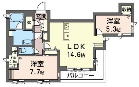 ポル・テーロ(2LDK/2階)の間取り写真