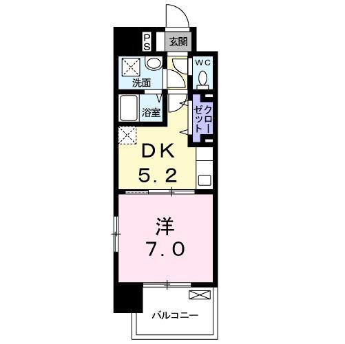 アムールガーデン陣原(1DK/11階)の間取り写真