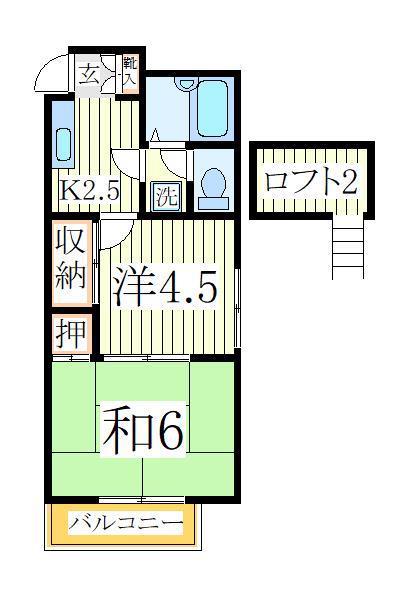 ジュネパレス柏第78(2K/2階)の間取り写真