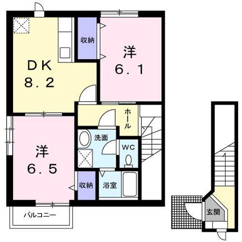 エランドールA(2DK/2階)の間取り写真