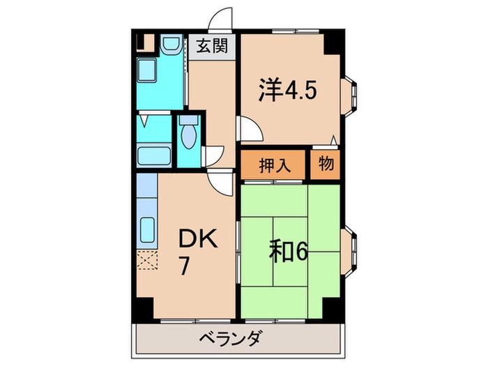 エスポワール伊丹桜ヶ丘II(2DK/3階)の間取り写真